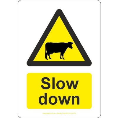 Slow Down Cattle Sign